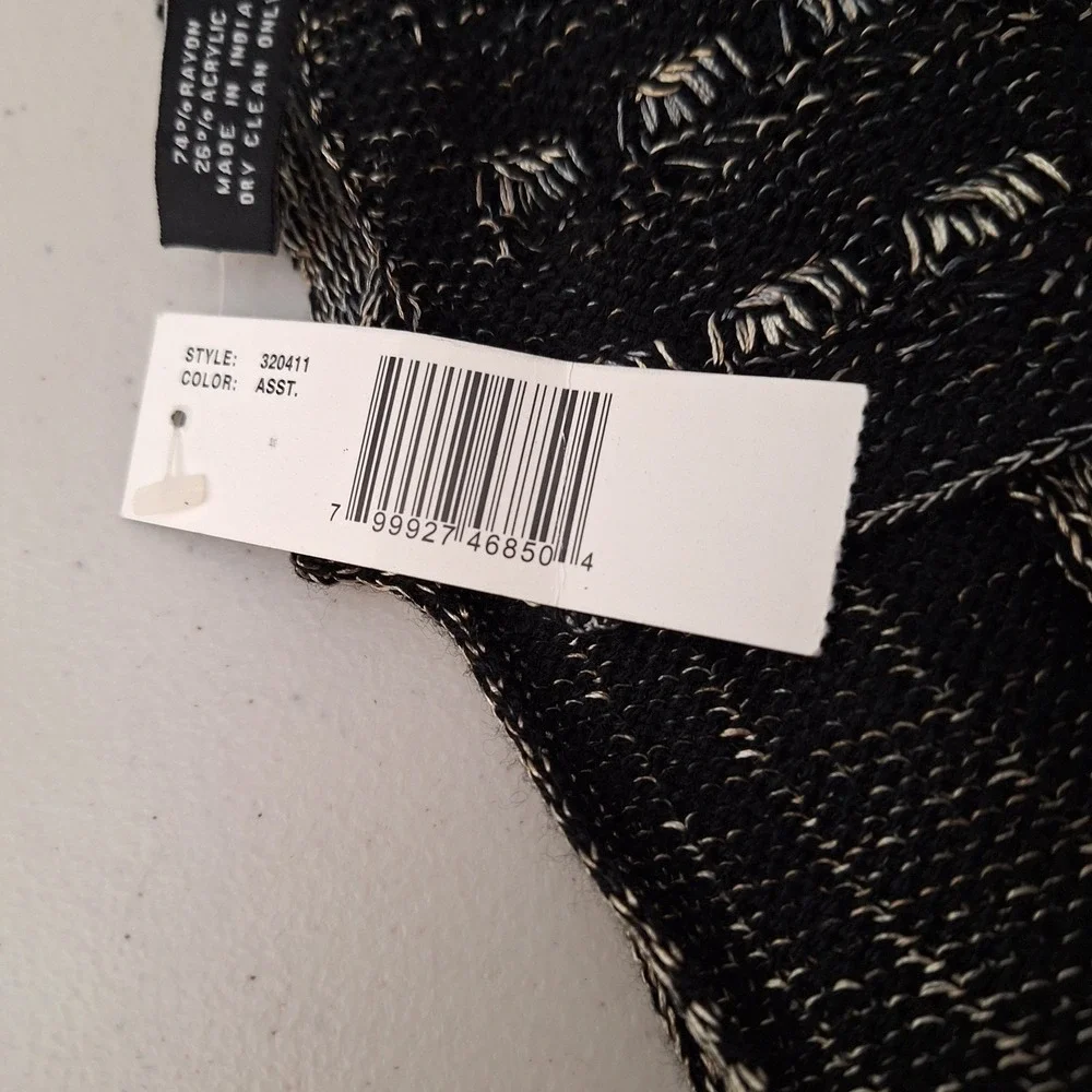 Ellen Tracy Knit Scarf Black Metallic Accent Wrap NEW W/TAGS